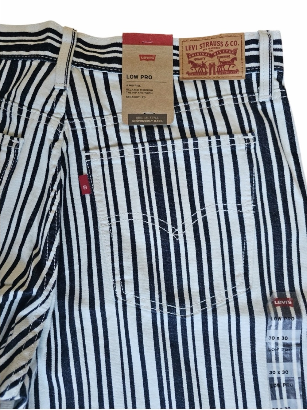 Levi's Women's Low Pro Striped Straight Leg Jeans NWT - Picture 4 of 7